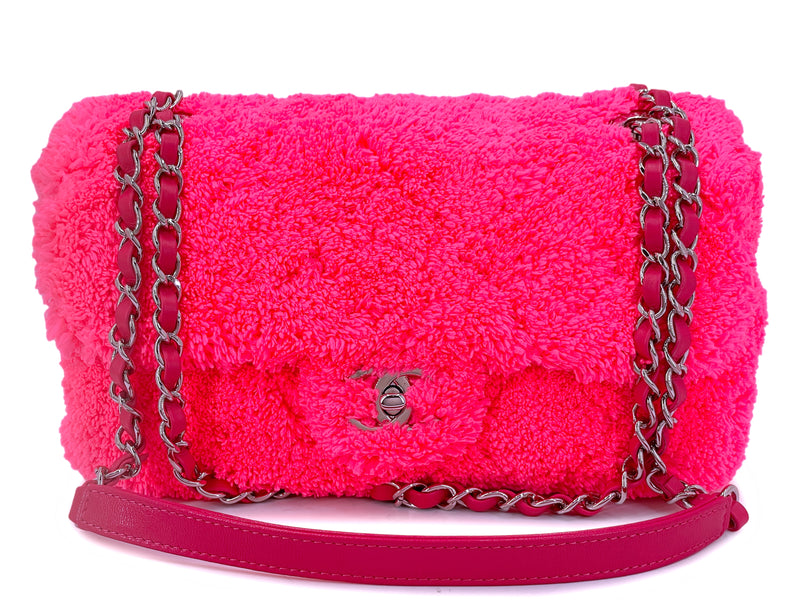 FWRD Renew Chanel Terry Chain Shoulder Bag in Pink