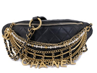 Chanel 19A Black All About Chains Pearl Fanny Pack Bag GHW 1LP