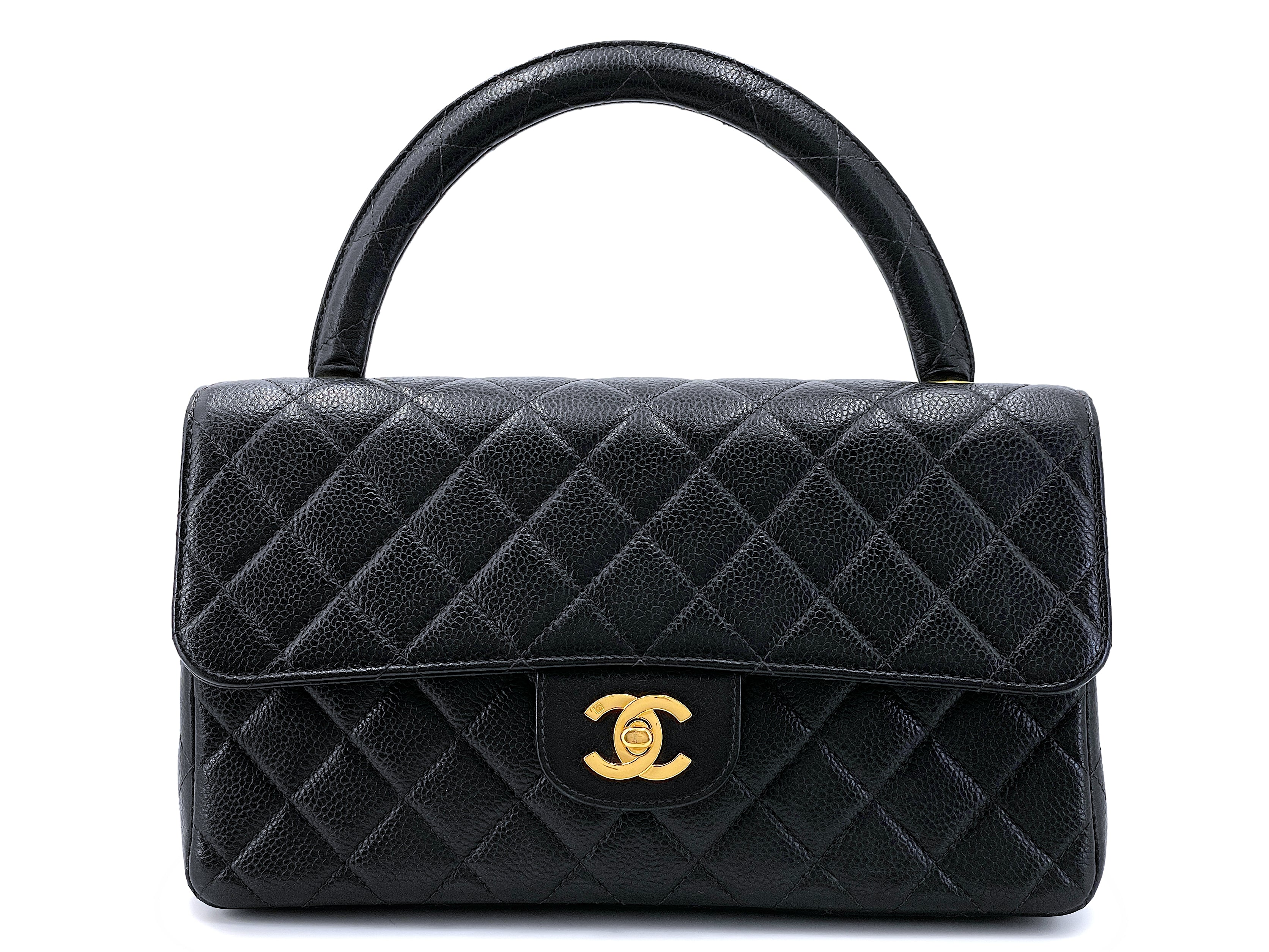Chanel Vintage Black Caviar Kelly Flap Bag SHW 66026 For Sale at 1stDibs