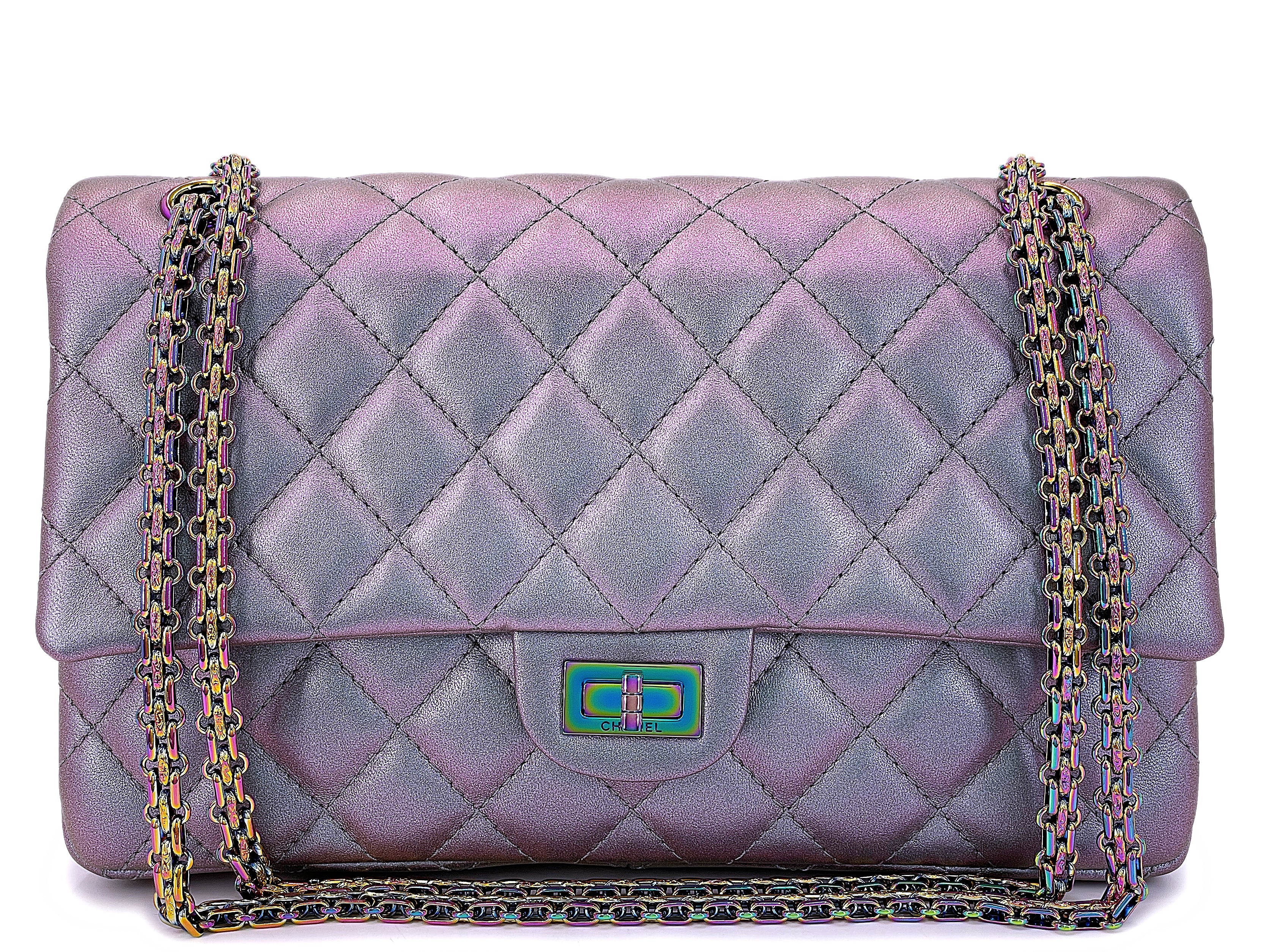 Chanel Metallic Pink Quilted Aged Calfskin Reissue 2.55 225 Double Flap Bag  Rare