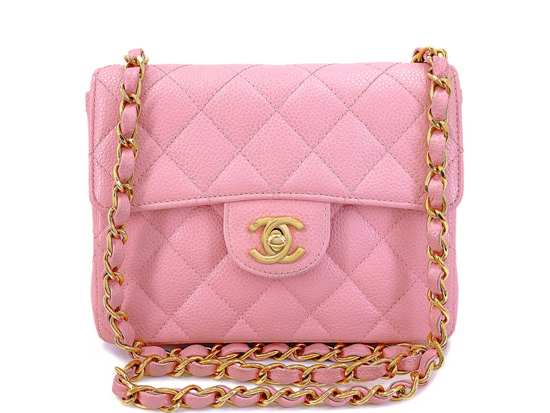 Chanel 2004 Vintage Sakura Pink Square Mini Flap Bag 24k GHW RJA