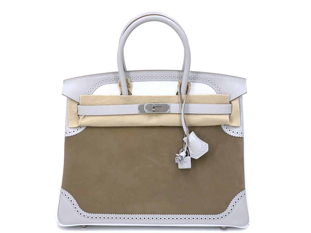 HERMES エルメス 35 Pre-owned Hermes Birkin 35 Crevette Clemence Palladium Hardware