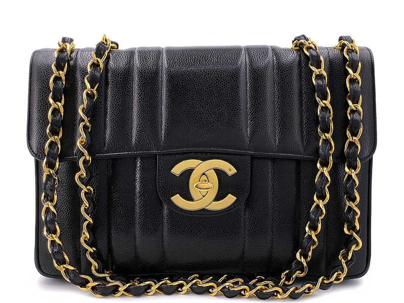 Chanel 1997 Vintage Black Caviar Jumbo Classic Flap Bag 24k GHW – Boutique  Patina