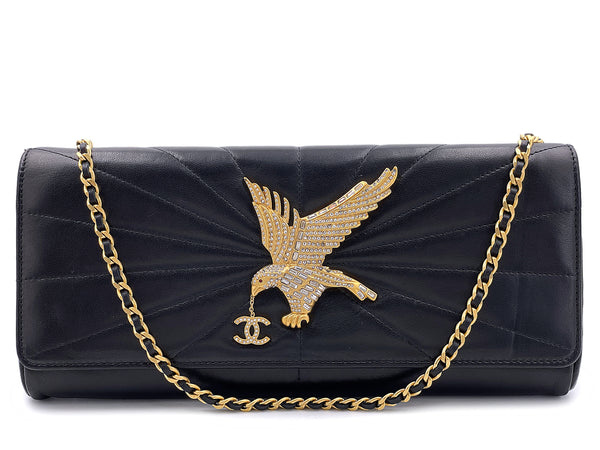 Chanel 01P Vintage Imperial Eagle Hawk Clutch on Chain Flap Bag 24k GHW