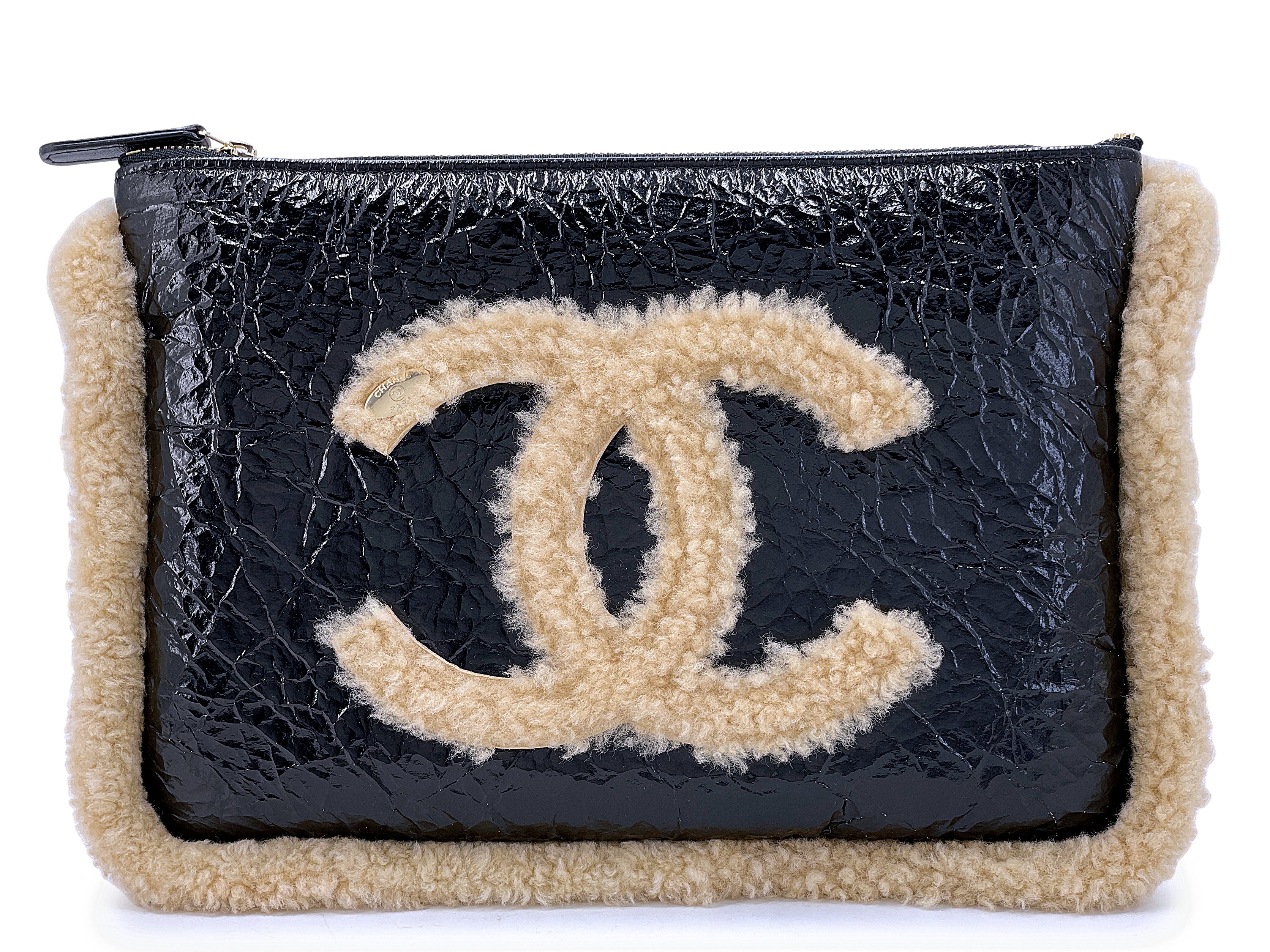 Chanel Black Shiny Crumpled Sheepskin And Brown Shearling Mania Flap With  Gold Hardware, 2019 Available For Immediate Sale At Sotheby's