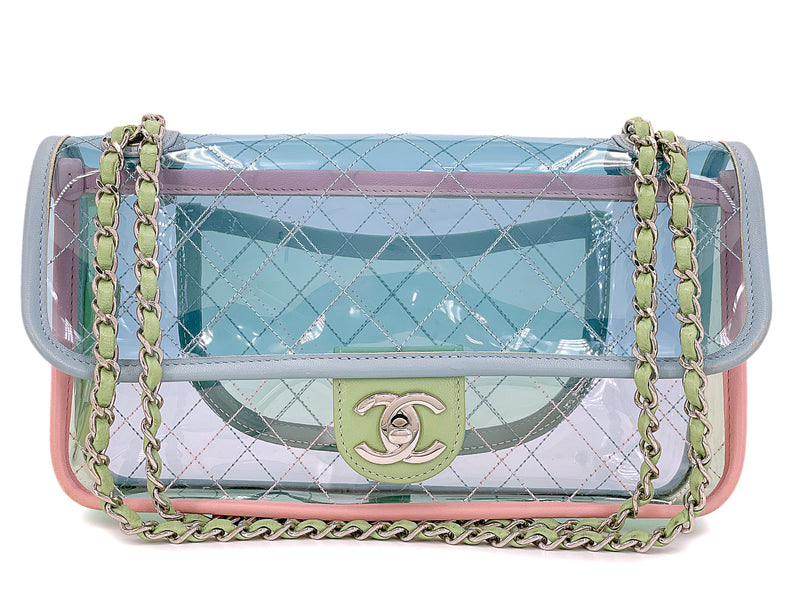 Chanel 18S Coco Splash Pastel Rainbow PVC Medium Flap Bag