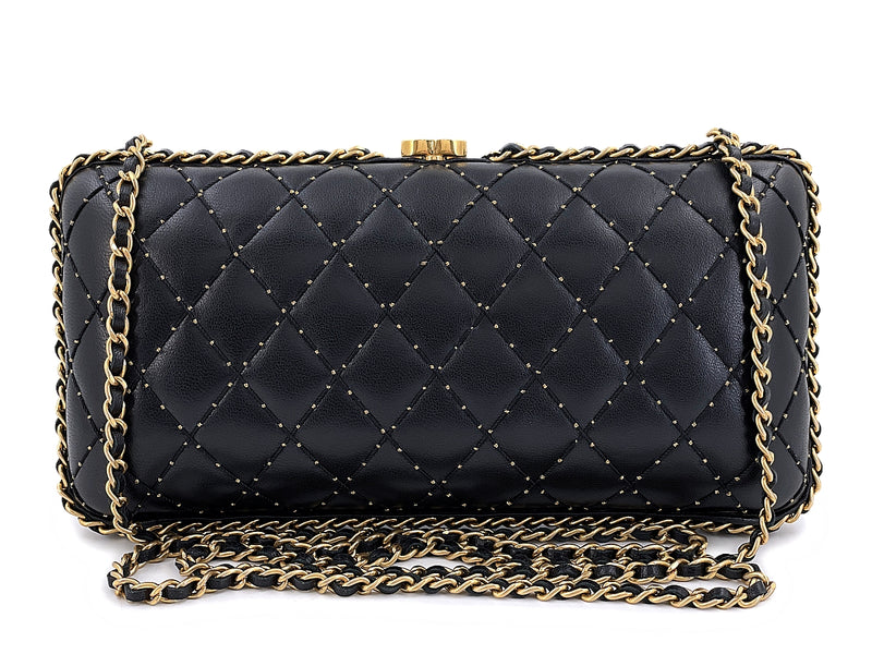 Chanel 2021 Stud Motif CC Chain Around Evening Quilted Clutch Bag