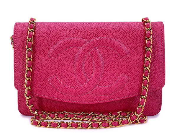 Rare Chanel Vintage Fuchsia Pink Timeless Classic Wallet on Chain WOC Bag 24k GHW