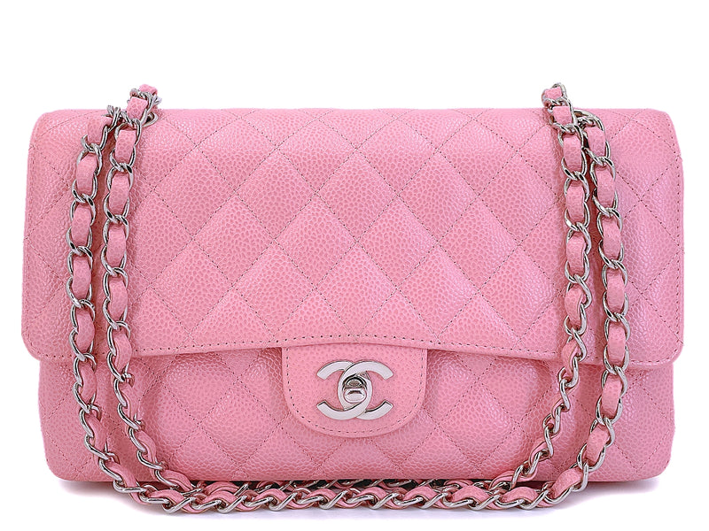 Chanel 2004 Sakura Pink Caviar Medium Classic Double Flap Bag SHW
