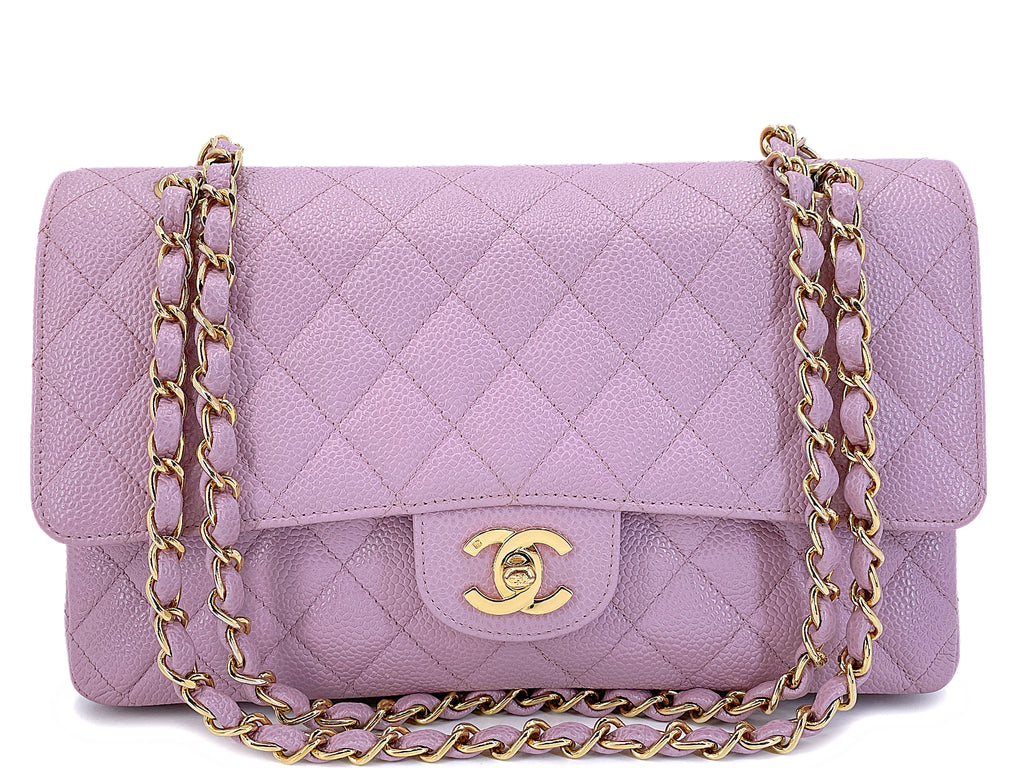 Chanel 2003 Vintage Lilac Caviar Medium Classic Double Flap Bag