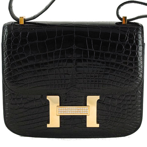 Hermes Constance 24 Black Alligator Crocodile Skin Glod - Nice Bag™