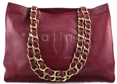 Chanel Red Large Chunky Chain Shopper Logo Tote Bag - Boutique Patina