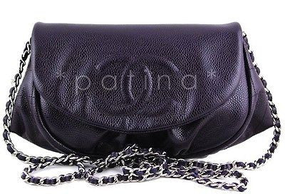 NWT 13A Chanel Purple Violet Fonce Caviar Half Moon WOC Wallet on