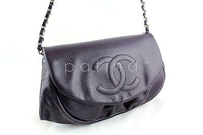 NWT 13A Chanel Purple Violet Fonce Caviar Half Moon WOC Wallet on Chain Bag - Boutique Patina