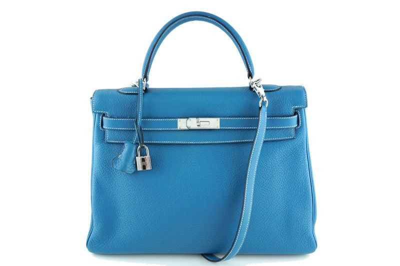 Hermes Kelly Bag, Blue Cobalt, 35cm, Togo With Palladium