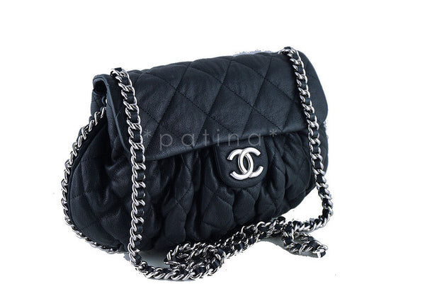 Chanel Black Large Chain Around Rounded Classic Flap Cross Body Bag - Boutique Patina